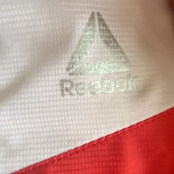 Reebok Hooded Warm Up Track Jacket Peach Multicolor Zip Up Coat Toddler Size 4T - Picture 2 of 11